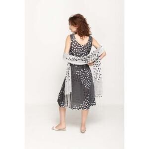 NWT Sleeveless Long Black & White Printed 2 in 1 REVERSIBLE Dress polka dot S